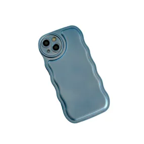Anymob iPhone Case Blue Curly Wave Plating Air Cushion Soft Silicon Shockproof Cover