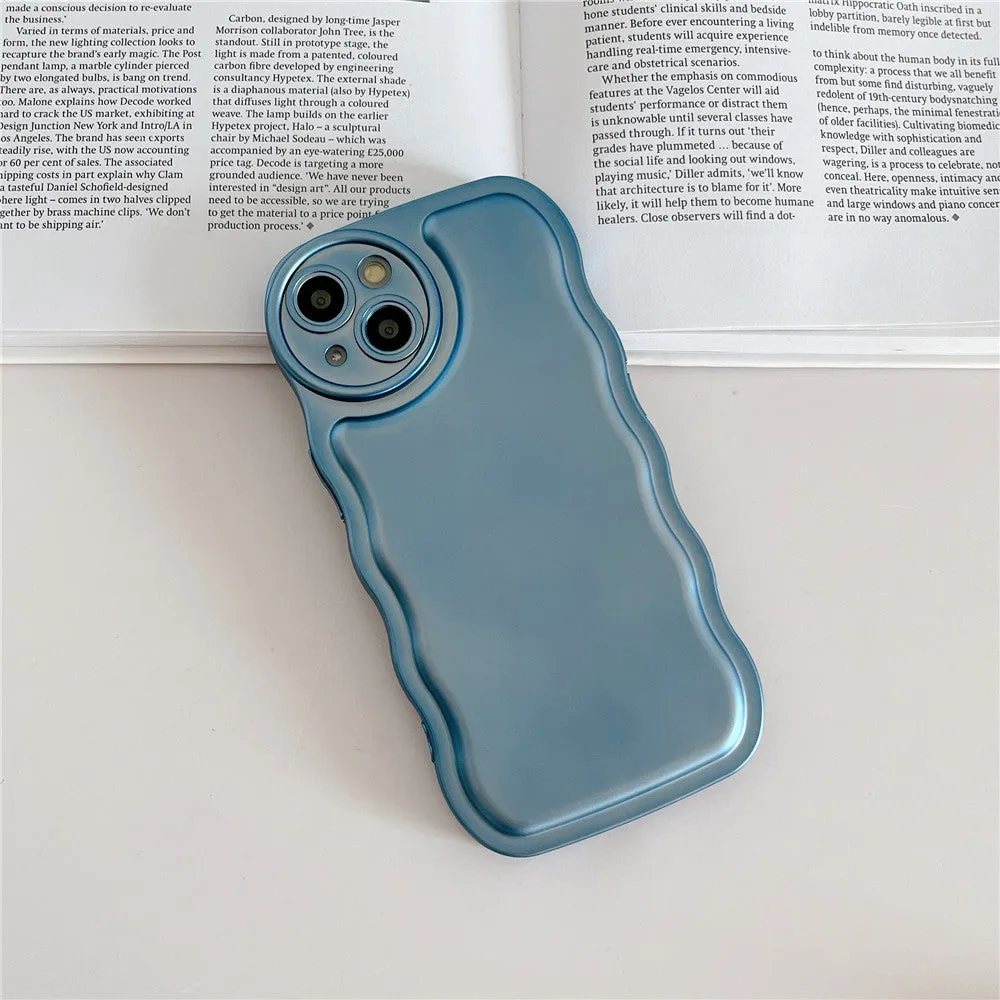 Anymob iPhone Case Blue Curly Wave Plating Air Cushion Soft Silicon Shockproof Cover