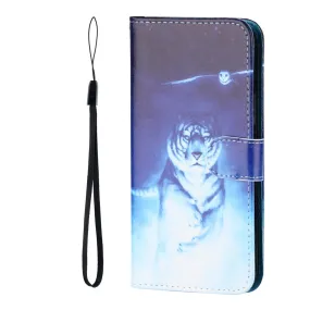 Anymob iPhone Case Blue Tiger Flip Painted Wallet Leather Cover