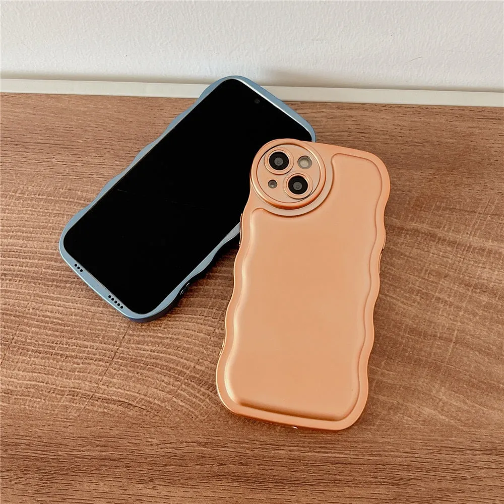 Anymob iPhone Case Brown Curly Wave Plating Air Cushion Soft Silicon Shockproof Cover