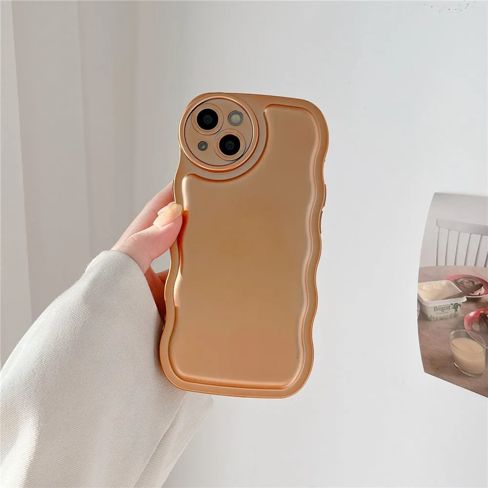 Anymob iPhone Case Brown Curly Wave Plating Air Cushion Soft Silicon Shockproof Cover