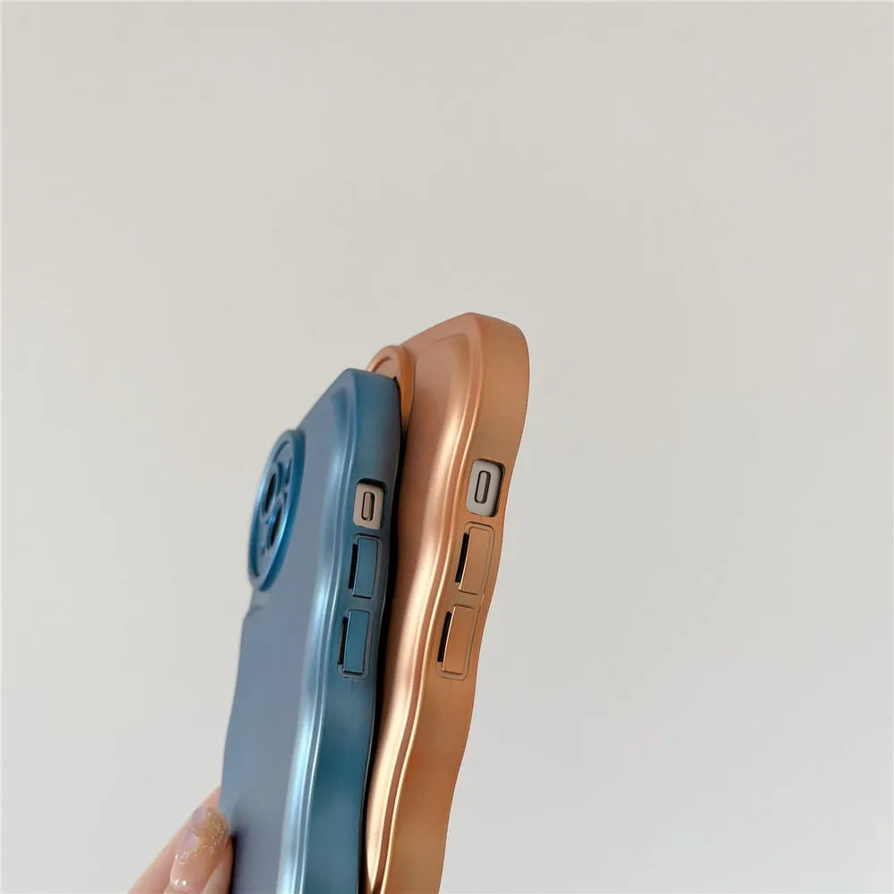 Anymob iPhone Case Brown Curly Wave Plating Air Cushion Soft Silicon Shockproof Cover