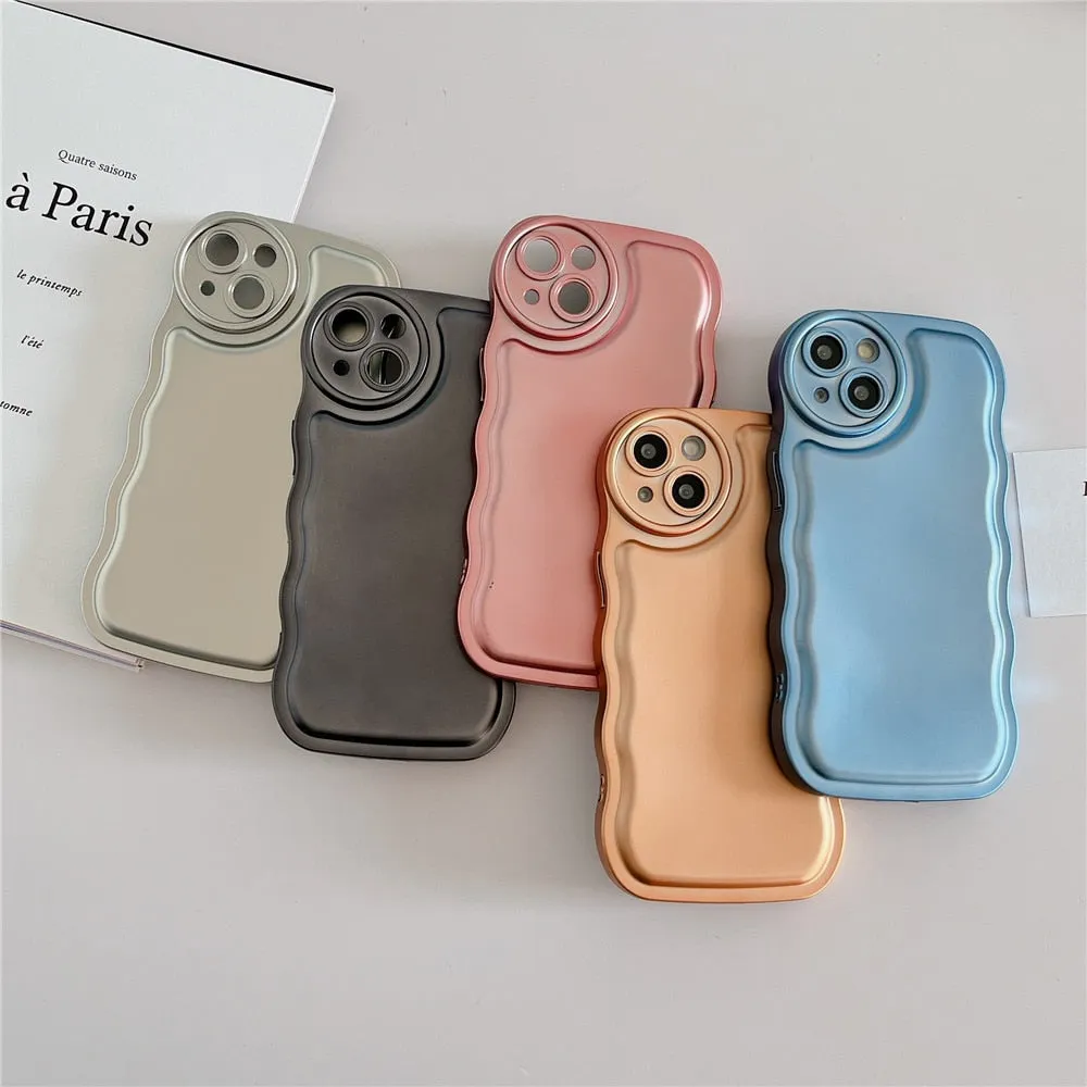 Anymob iPhone Case Brown Curly Wave Plating Air Cushion Soft Silicon Shockproof Cover