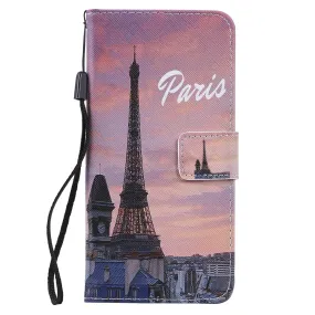 Anymob iPhone Case Paris Flip Cover Cartoon Painted Magnetic Leather Wallet Card Slot