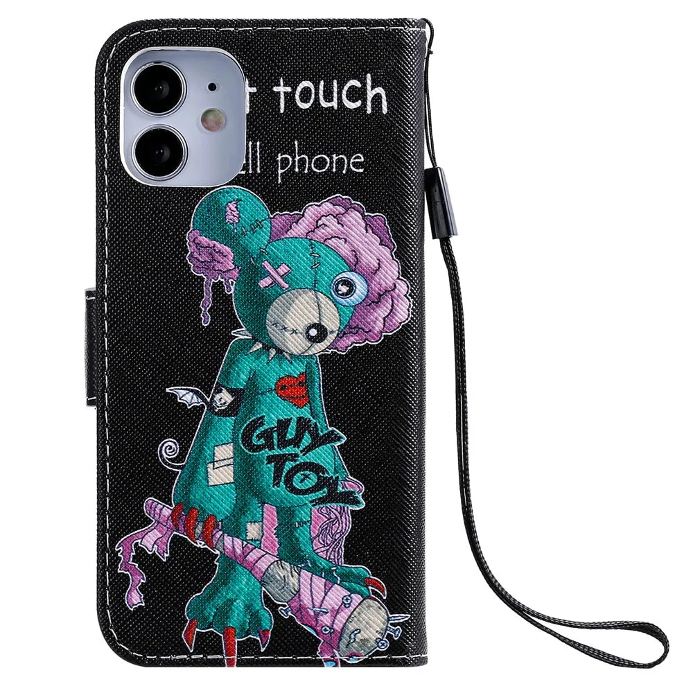 Anymob iPhone Case Paris Flip Cover Cartoon Painted Magnetic Leather Wallet Card Slot