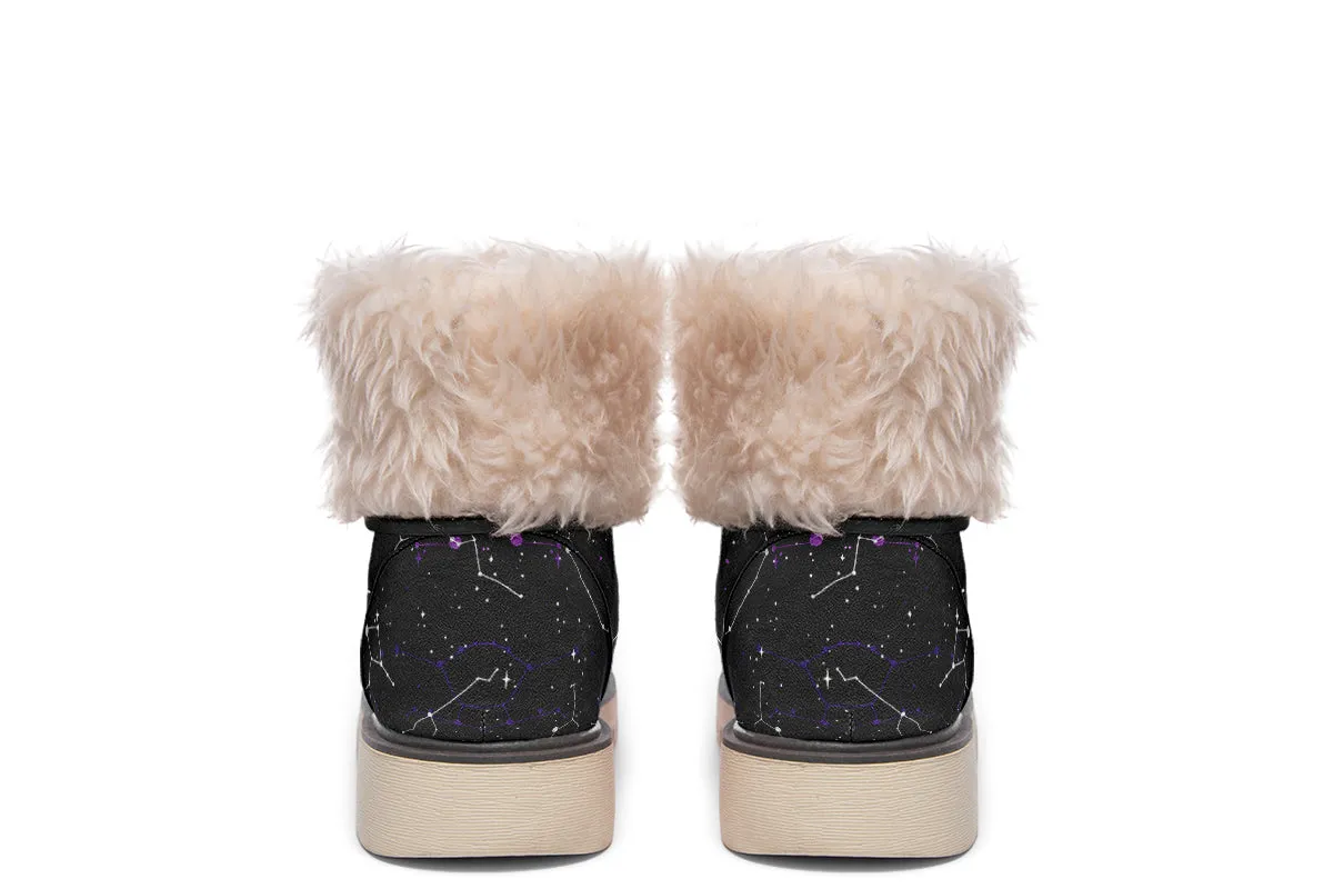 Aurora Fold Over Winter Boots - Microsuede Vegan Boots with Fur Lining and Convertible Style