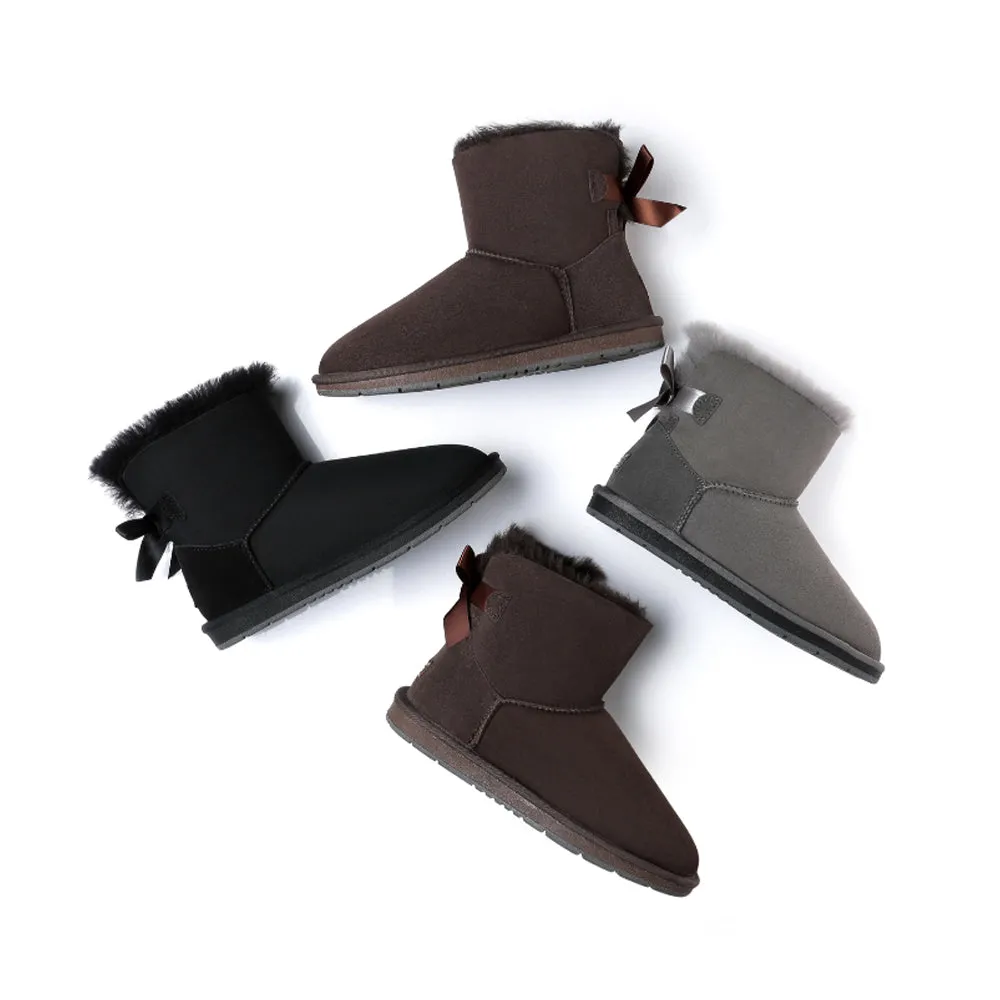 Australian Shepherd® Women Mini Ugg Boots with Single Back Bow #AS3011