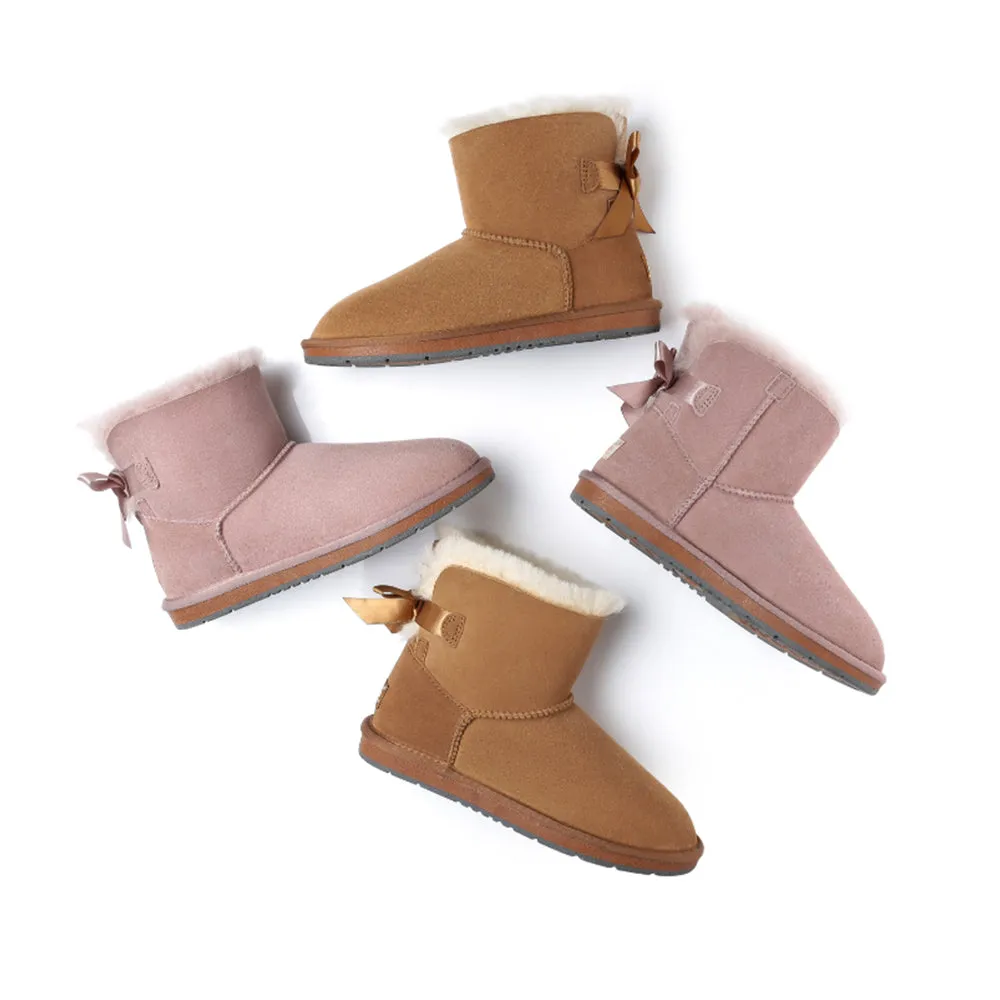Australian Shepherd® Women Mini Ugg Boots with Single Back Bow #AS3011