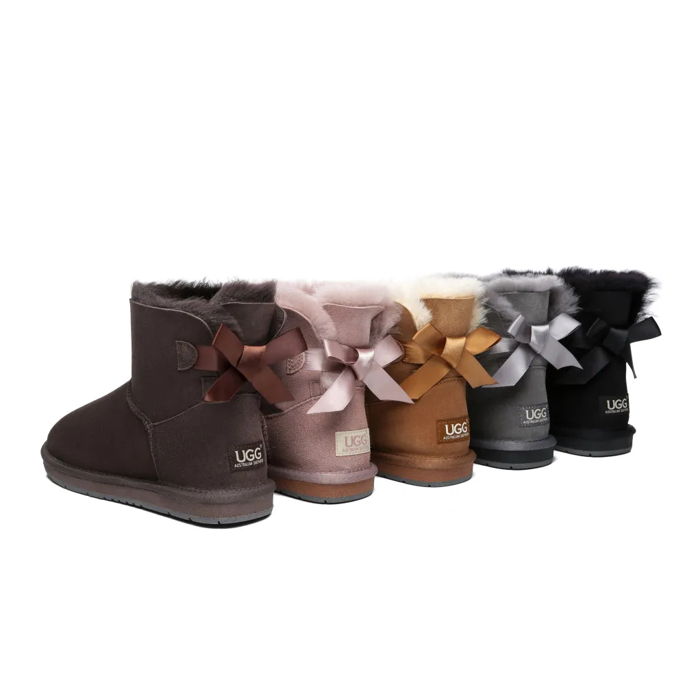 Australian Shepherd® Women Mini Ugg Boots with Single Back Bow #AS3011
