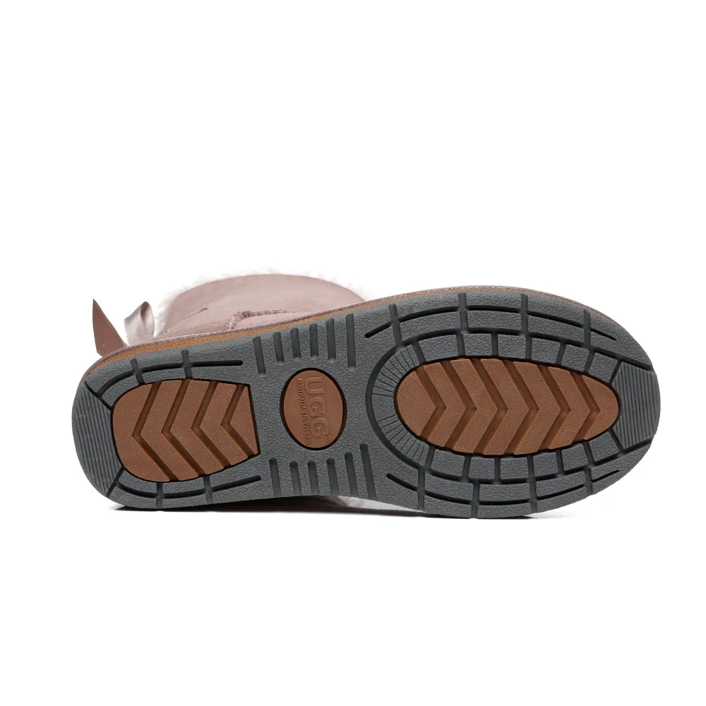 Australian Shepherd® Women Mini Ugg Boots with Single Back Bow #AS3011