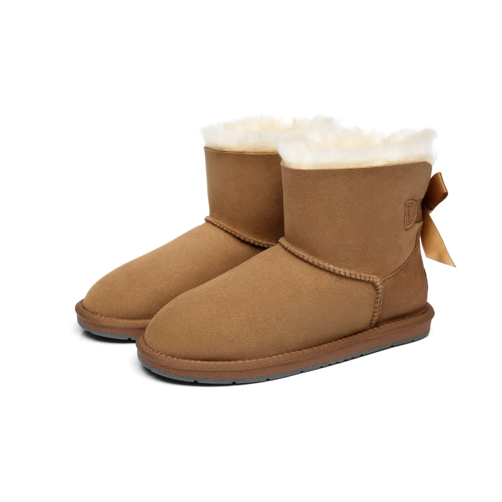 Australian Shepherd® Women Mini Ugg Boots with Single Back Bow #AS3011