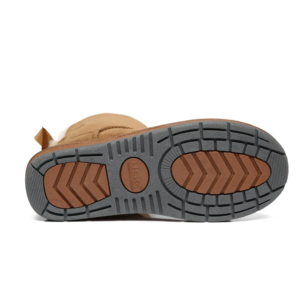 Australian Shepherd® Women Mini Ugg Boots with Single Back Bow #AS3011