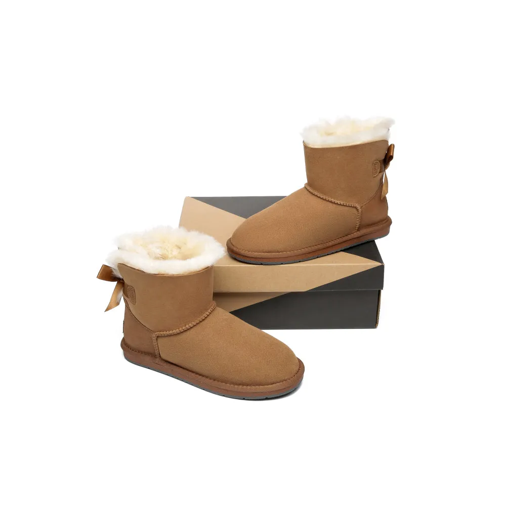 Australian Shepherd® Women Mini Ugg Boots with Single Back Bow #AS3011
