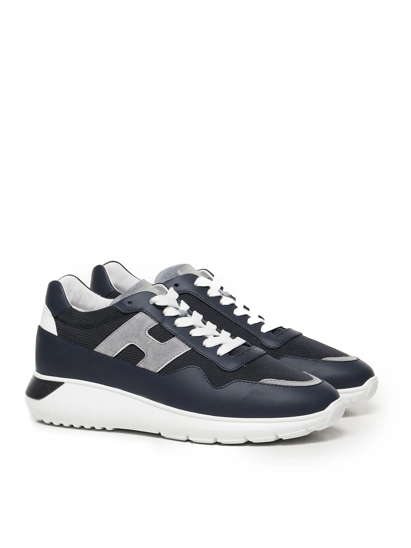 Blue Leather Sneakers with Memory Foam