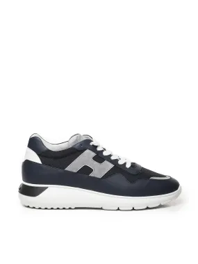 Blue Leather Sneakers with Memory Foam