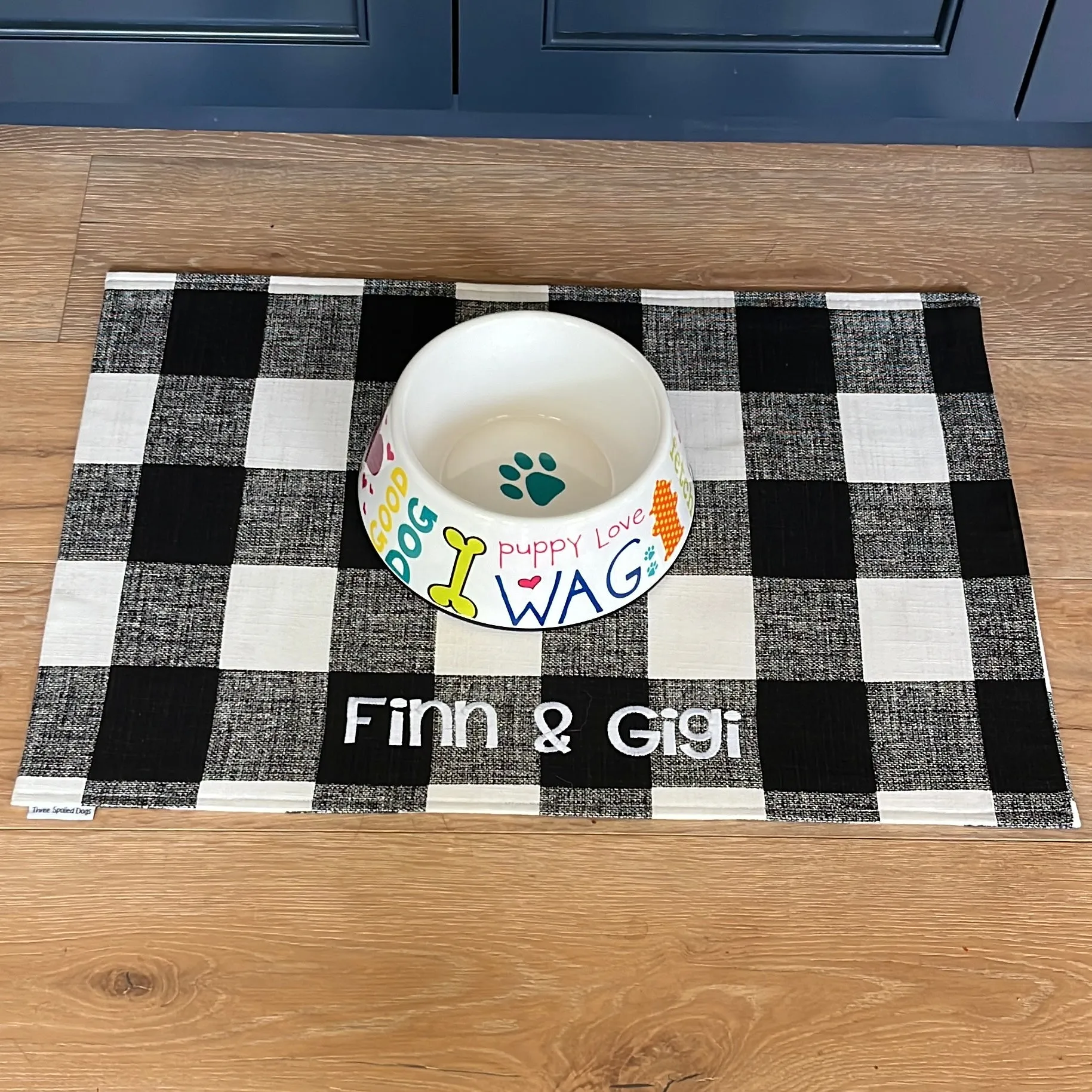 Buffalo Plaid Dog Bowl Placemats with Personalization