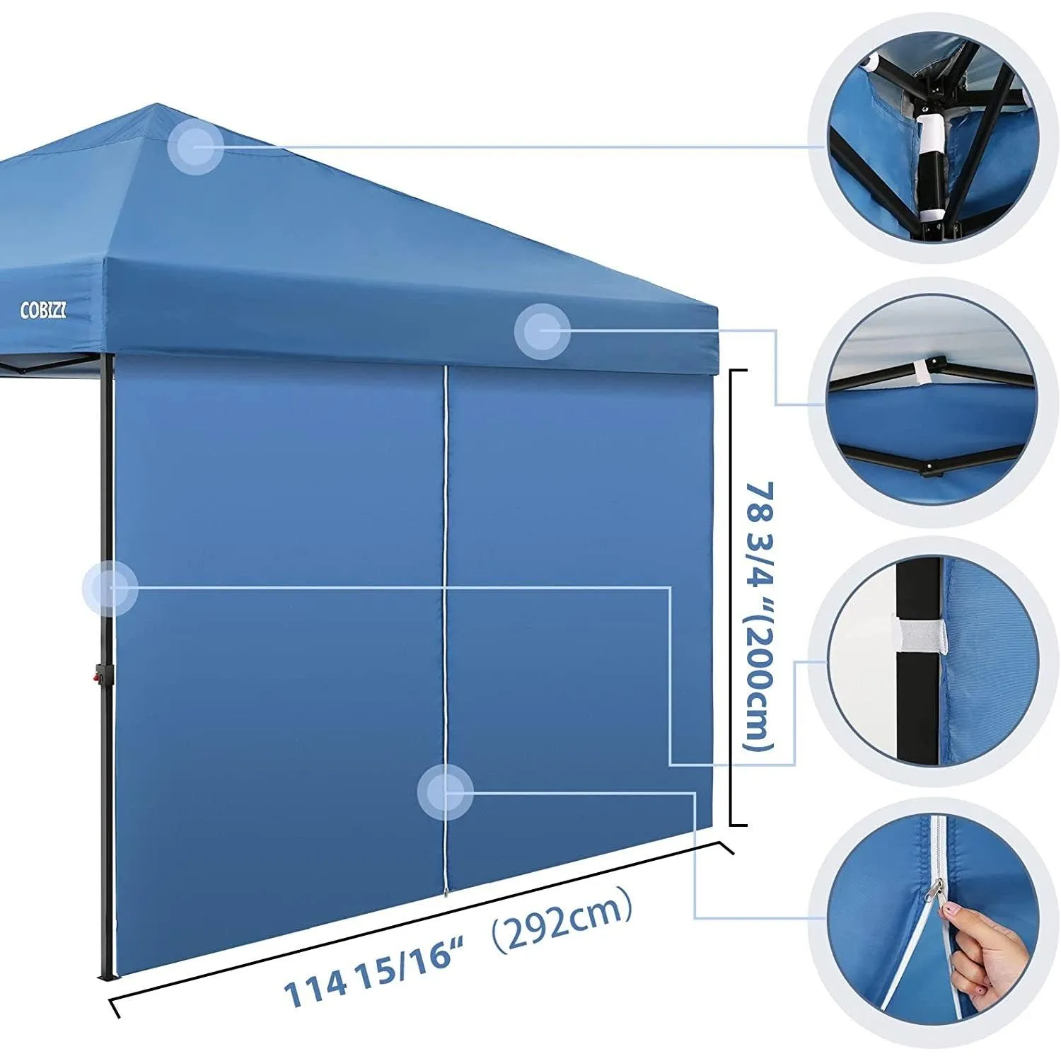 COBIZI Pop Up Canopy Sidewall Instant Canopy Wall 10'X10' with Zipper