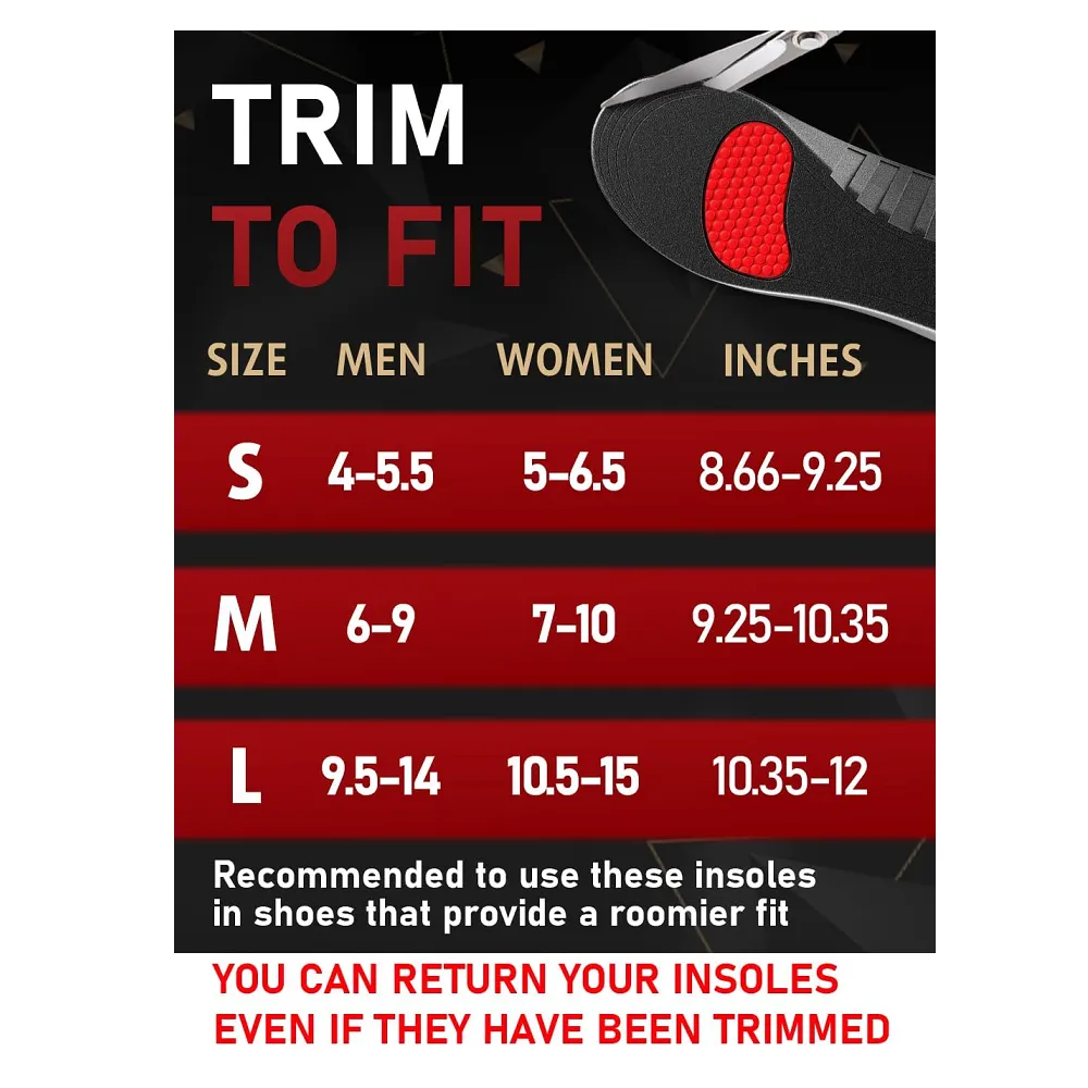 Cruvheal New 2023 Work Pro Comfort Insoles | Shock Absorption | Low Arch