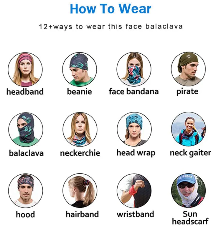 Custom Logo Seamless Face Tube Headwear Bandana Neck Gaiter Bandana