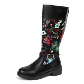 Cuzcare Women Leather Winter Boots Retro Mid-calf Orthopedic Shoes
