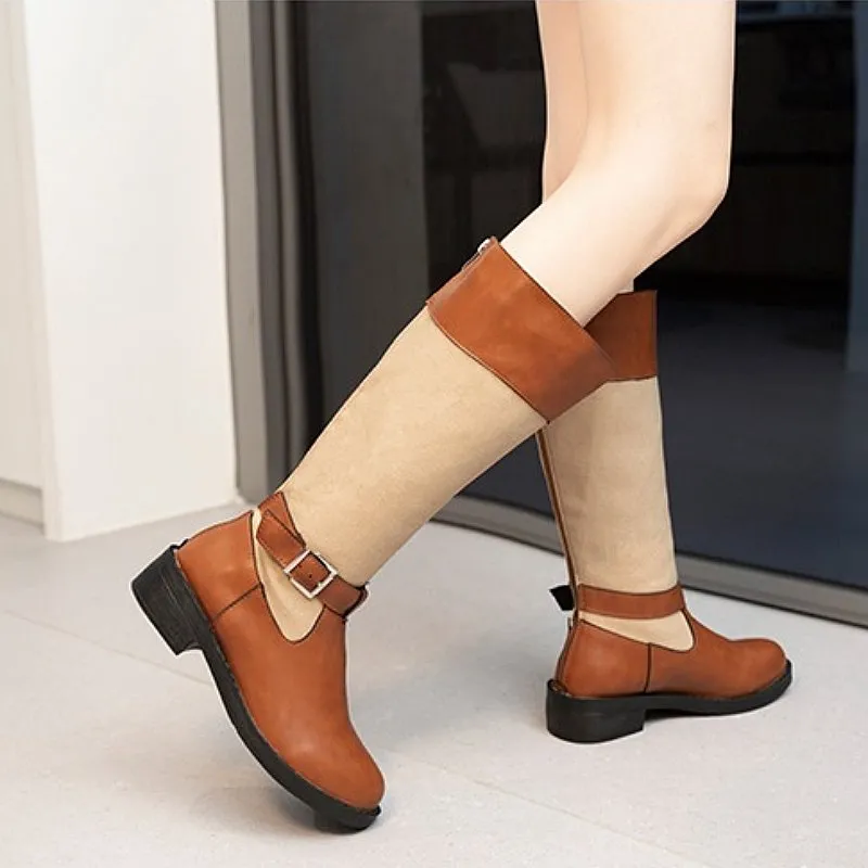 Cuzcare Women Leather Winter Boots Retro Mid-calf Orthopedic Shoes