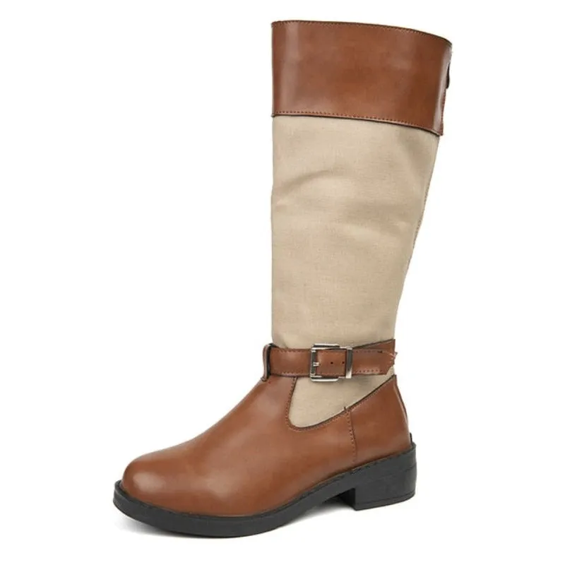 Cuzcare Women Leather Winter Boots Retro Mid-calf Orthopedic Shoes