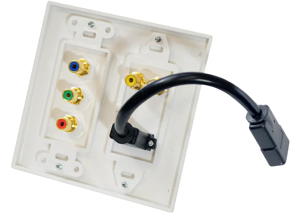 Dual Hdmi   2 Rca   3 Rca Wall Plate W/Back  Pigtail Plug For Easy Intallation