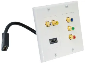 Dual Hdmi   2 Rca   3 Rca Wall Plate W/Back  Pigtail Plug For Easy Intallation