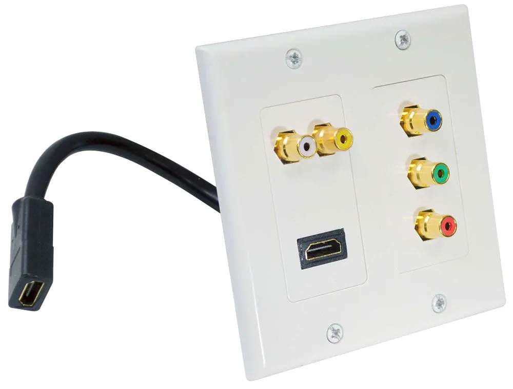 Dual Hdmi   2 Rca   3 Rca Wall Plate W/Back  Pigtail Plug For Easy Intallation