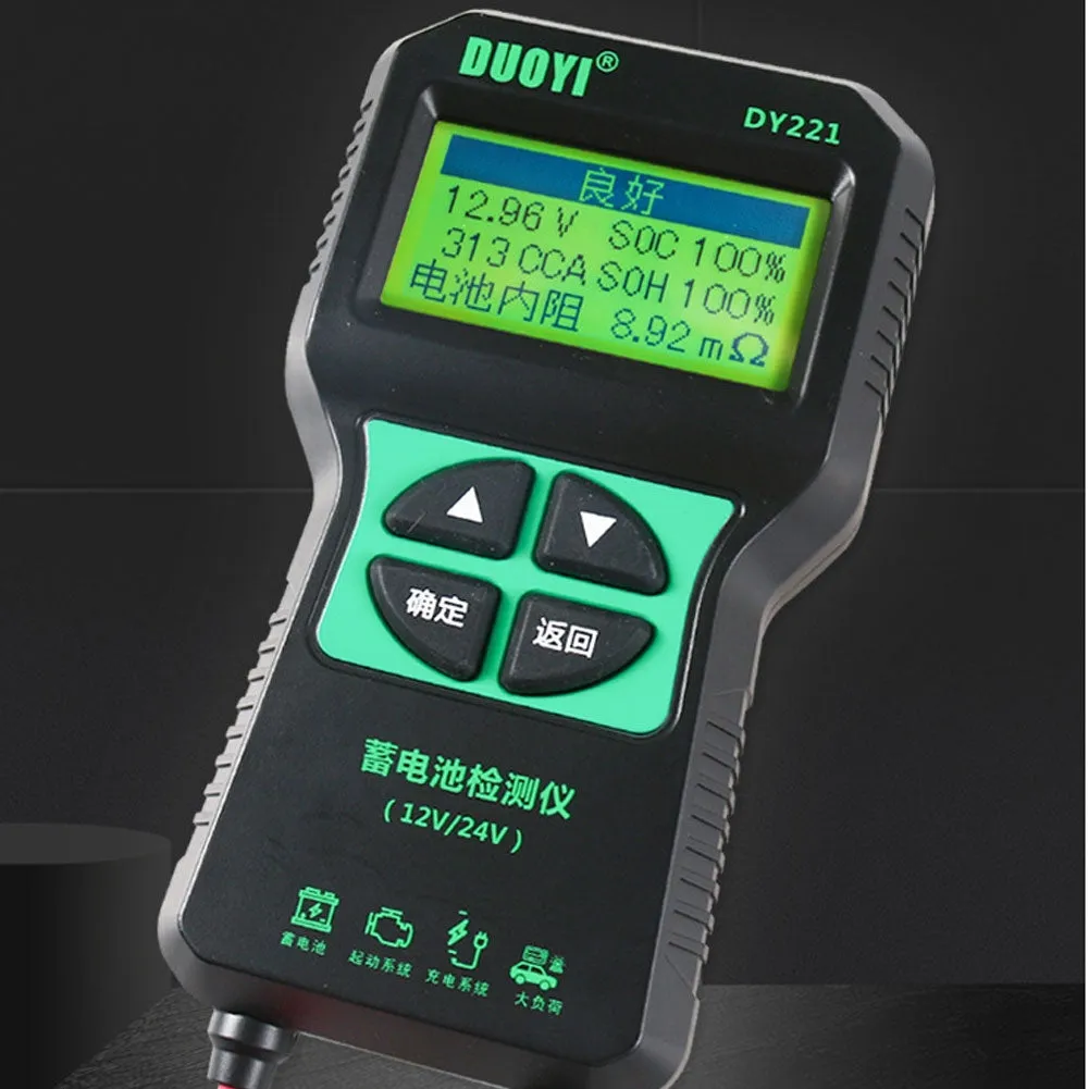 Dy221 Automotive Car Battery Tester 0-500a 12v 24v Internal