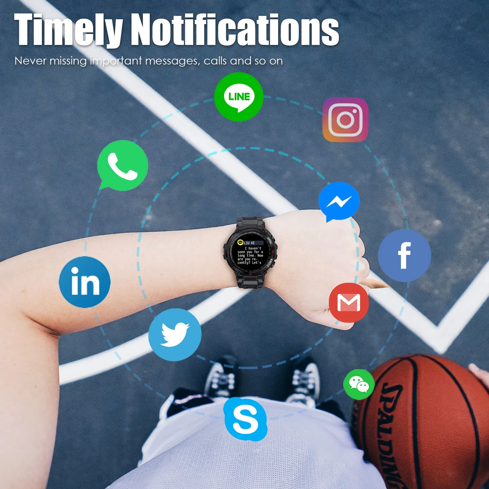 EIGIIS Smart Watch for Men, Waterproof Military Tactical Sports Watches Outdoor Fitness Trackers Watch with Bluetooth Dail Pedometer Heart Rate Monitor Activity Trackers for iOS Android