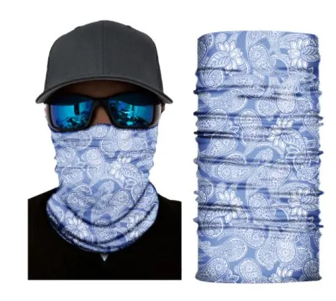 G105 Blue & White Paisley Design Gaiter Mask