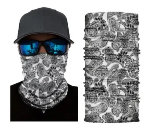 G195 White & Black Paisley Gaiter Mask