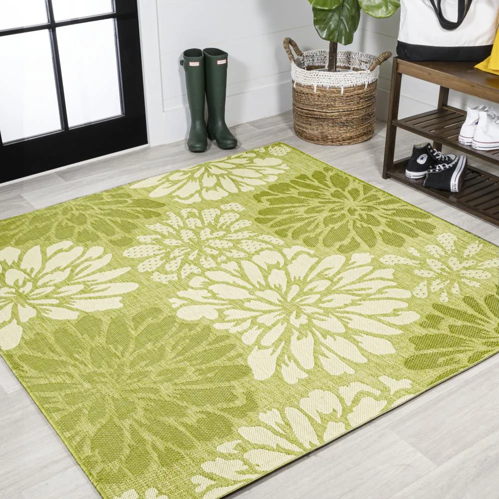 Garcia Modern Floral Textured Weave Indoor/outdoor Square Rug