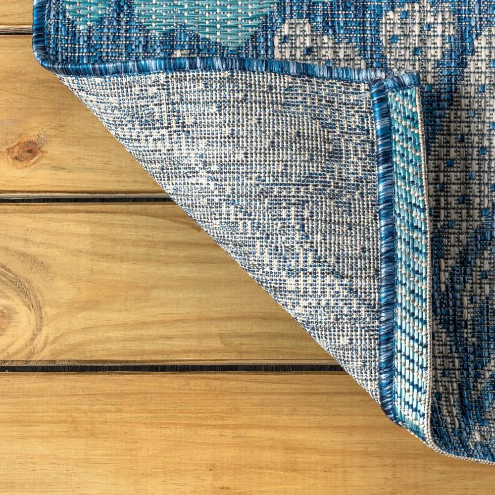 Garcia Modern Floral Textured Weave Indoor/outdoor Square Rug