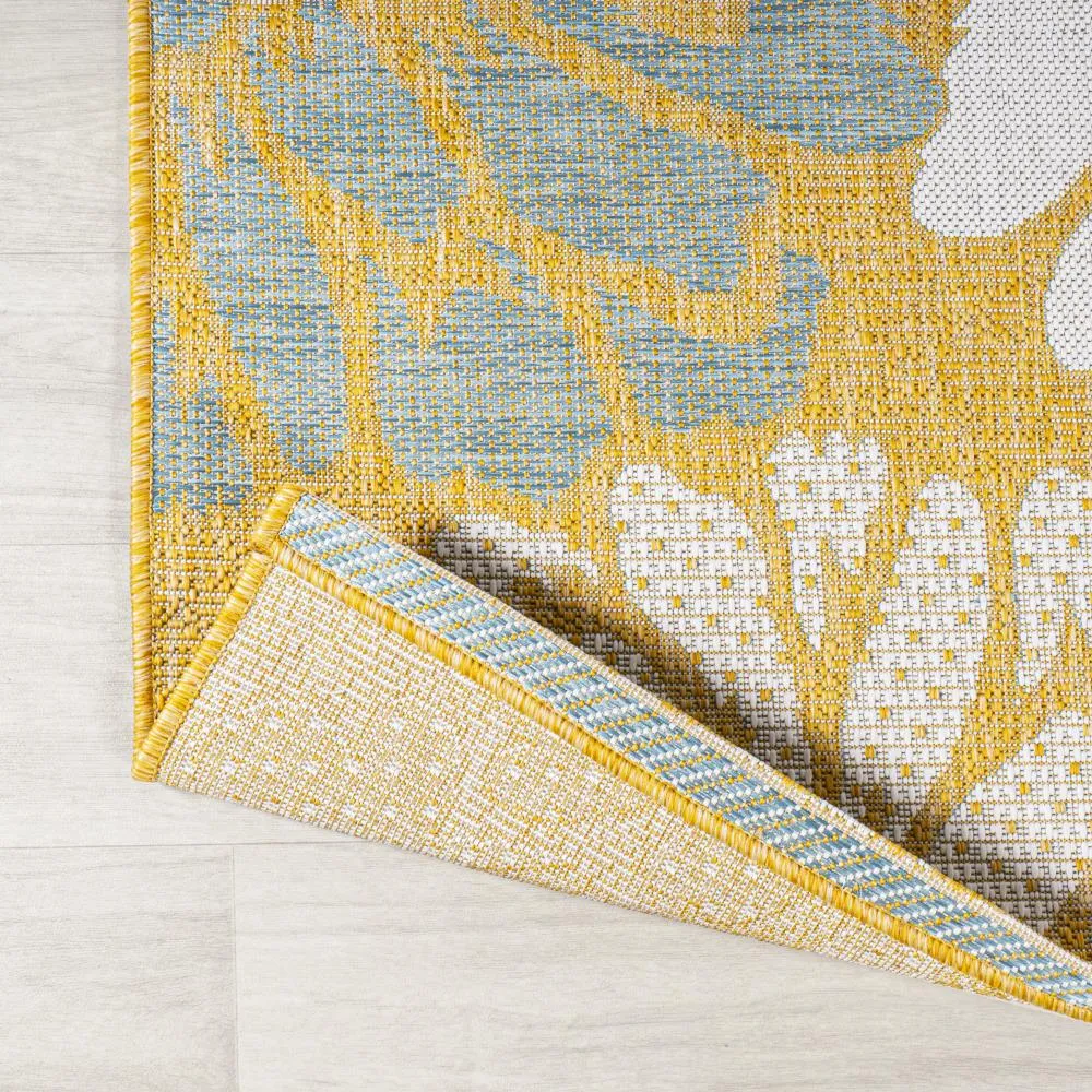 Garcia Modern Floral Textured Weave Indoor/outdoor Square Rug