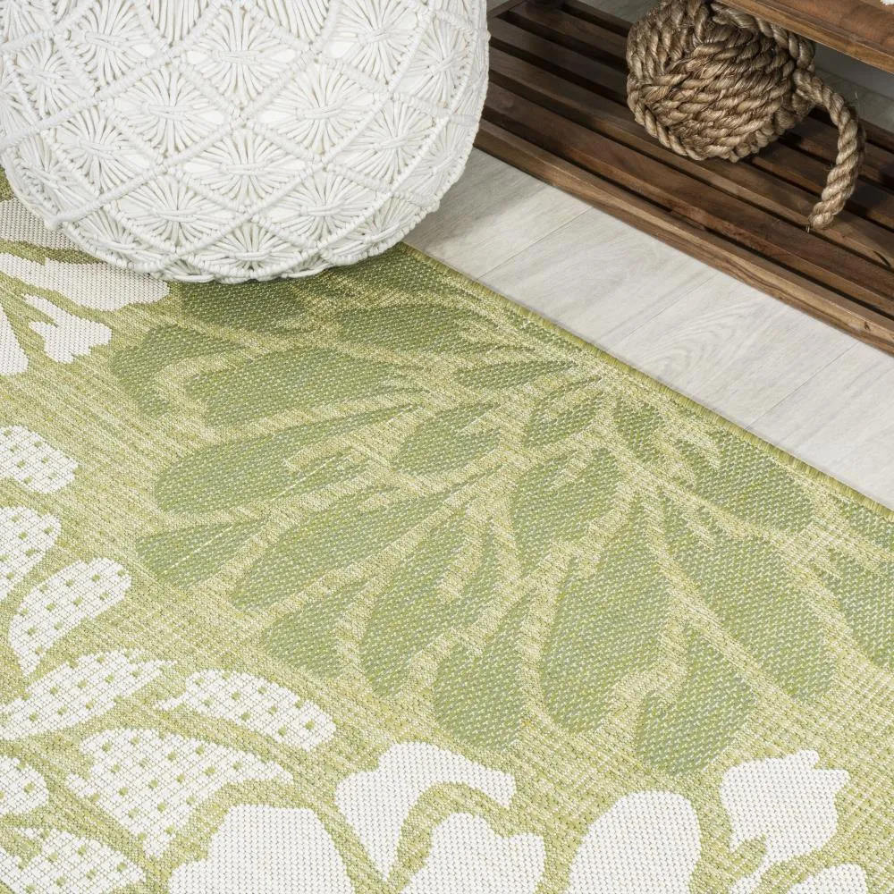 Garcia Modern Floral Textured Weave Indoor/outdoor Square Rug