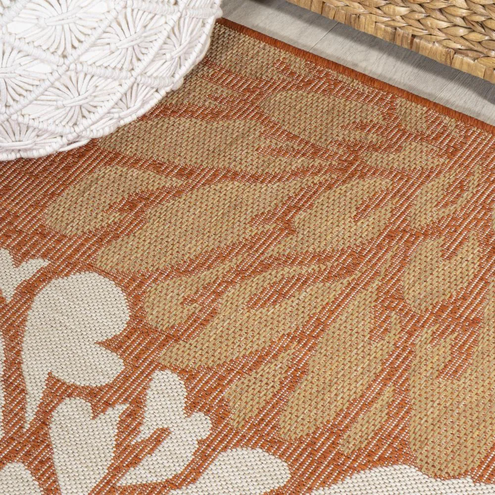 Garcia Modern Floral Textured Weave Indoor/outdoor Square Rug