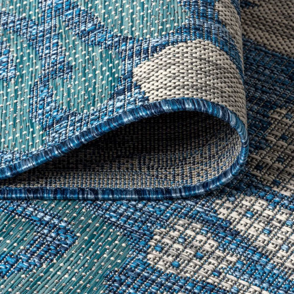 Garcia Modern Floral Textured Weave Indoor/outdoor Square Rug