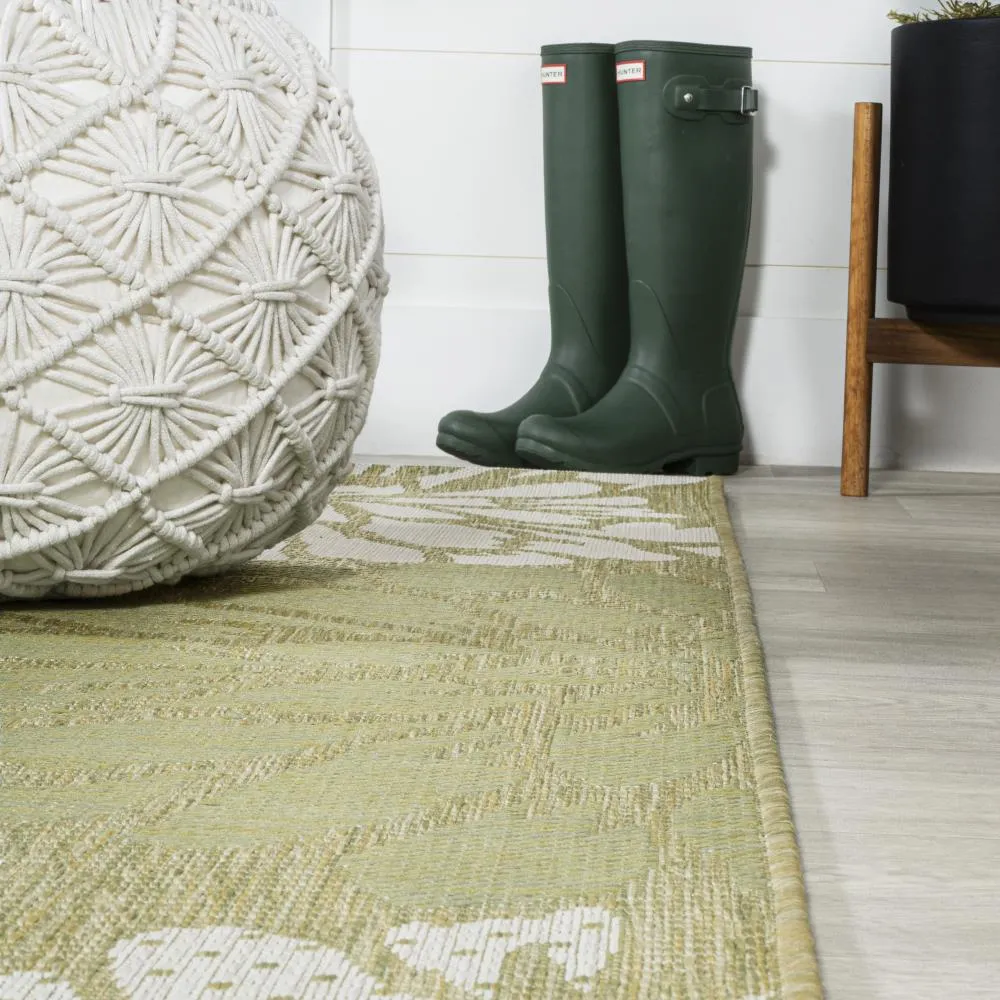Garcia Modern Floral Textured Weave Indoor/outdoor Square Rug