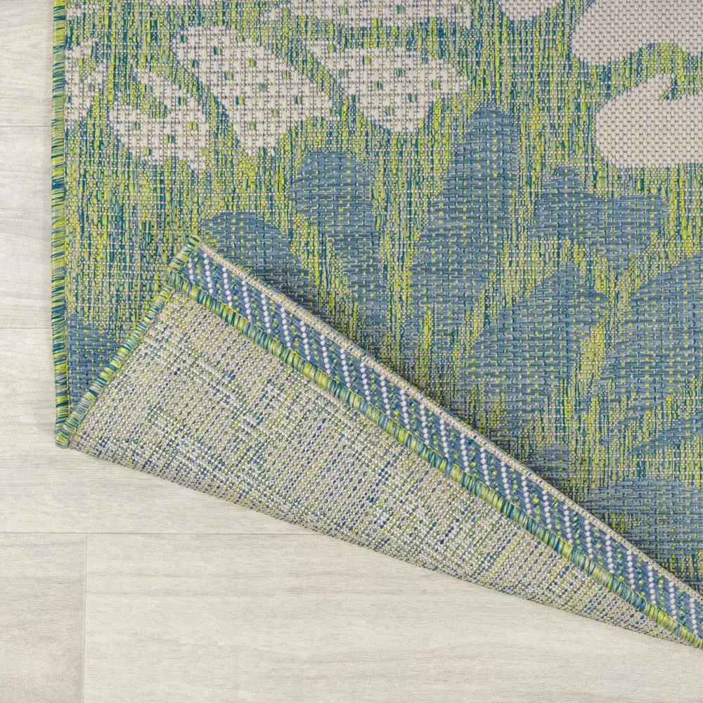 Garcia Modern Floral Textured Weave Indoor/outdoor Square Rug