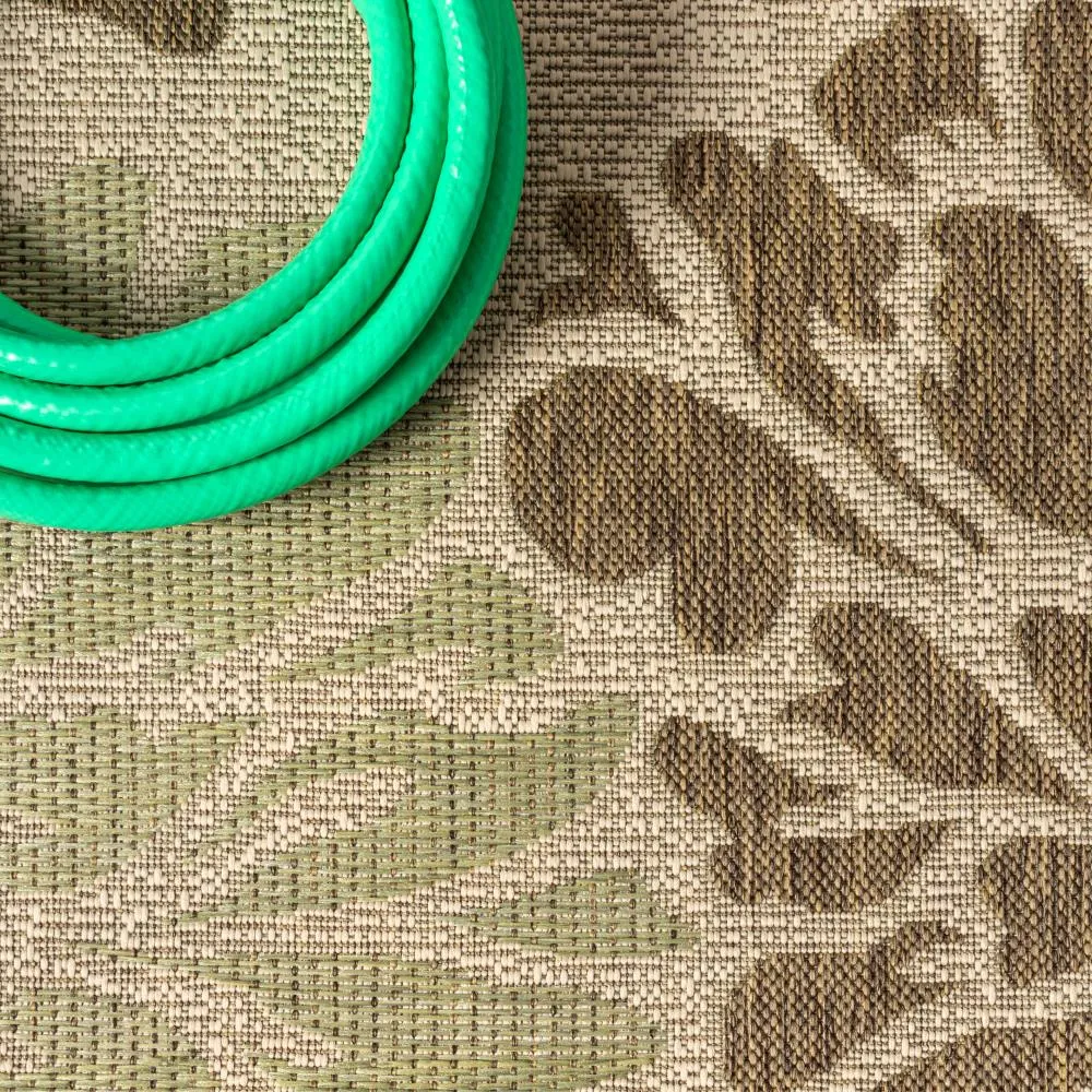 Garcia Modern Floral Textured Weave Indoor/outdoor Square Rug