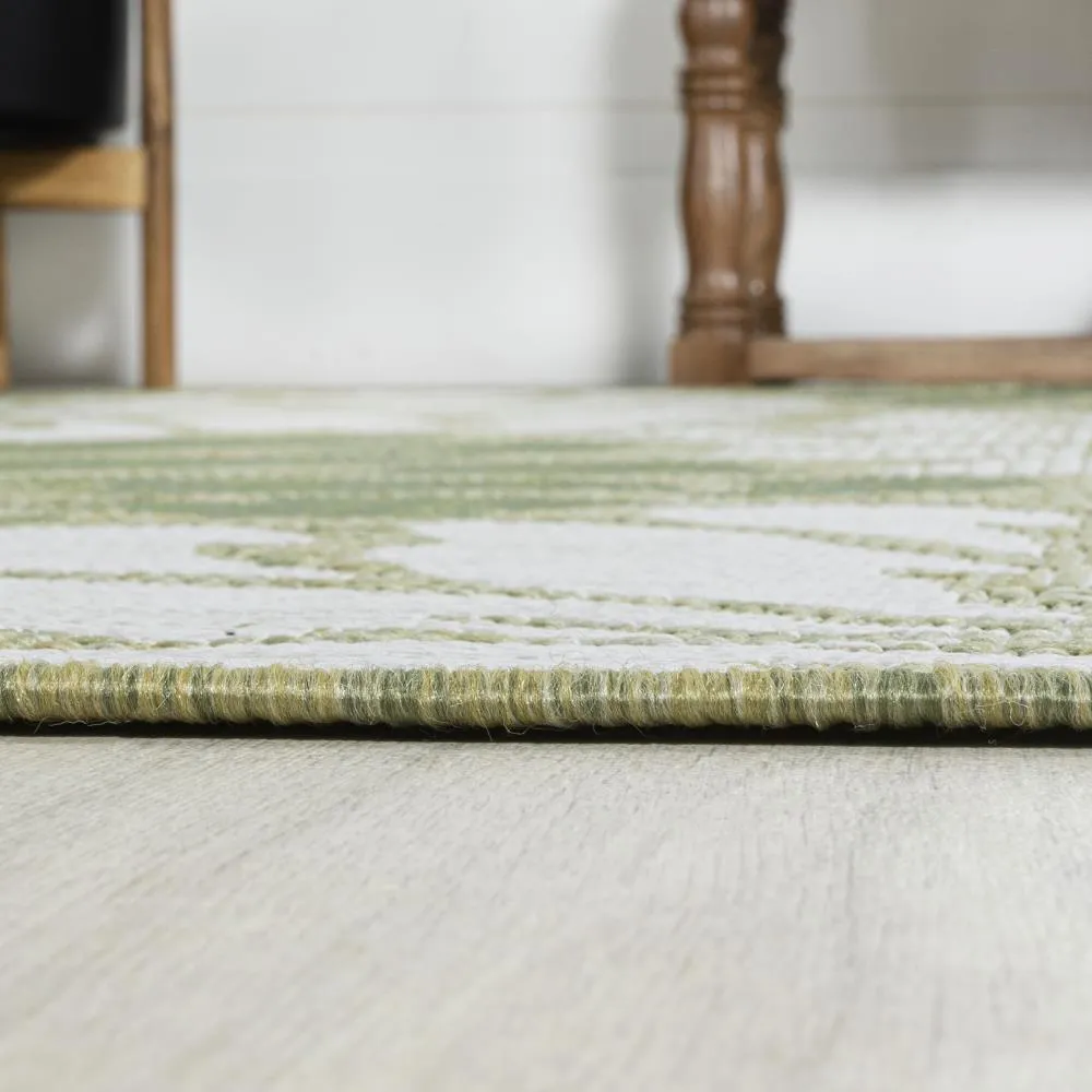 Garcia Modern Floral Textured Weave Indoor/outdoor Square Rug
