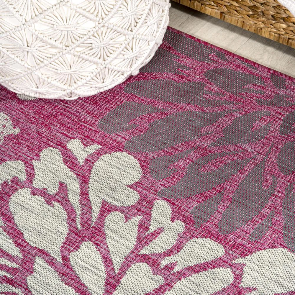 Garcia Modern Floral Textured Weave Indoor/outdoor Square Rug