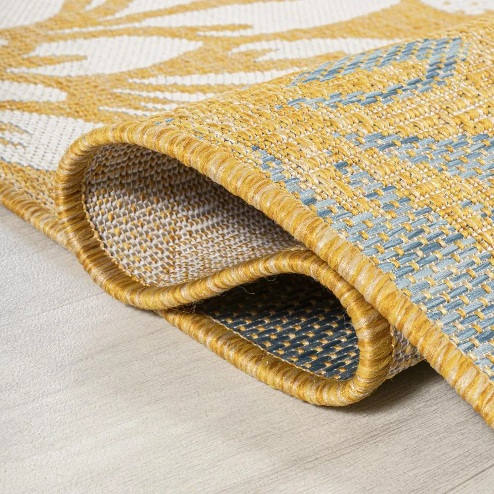 Garcia Modern Floral Textured Weave Indoor/outdoor Square Rug