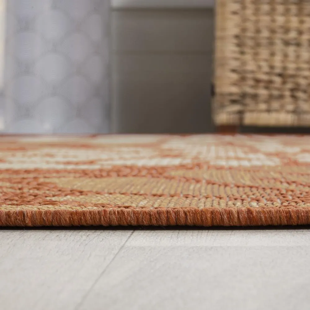Garcia Modern Floral Textured Weave Indoor/outdoor Square Rug