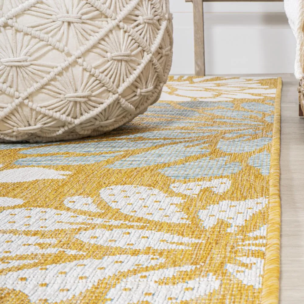 Garcia Modern Floral Textured Weave Indoor/outdoor Square Rug