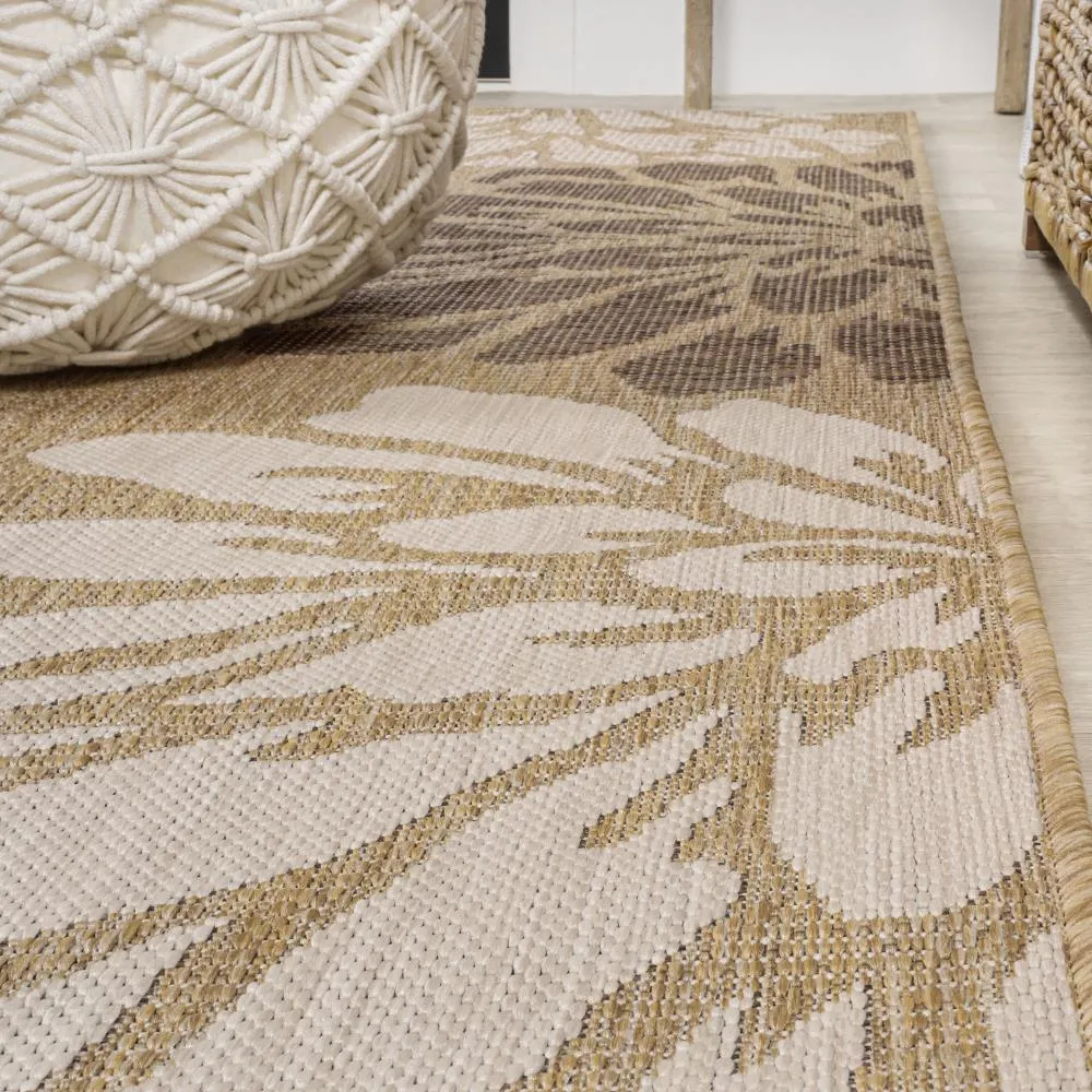 Garcia Modern Floral Textured Weave Indoor/outdoor Square Rug