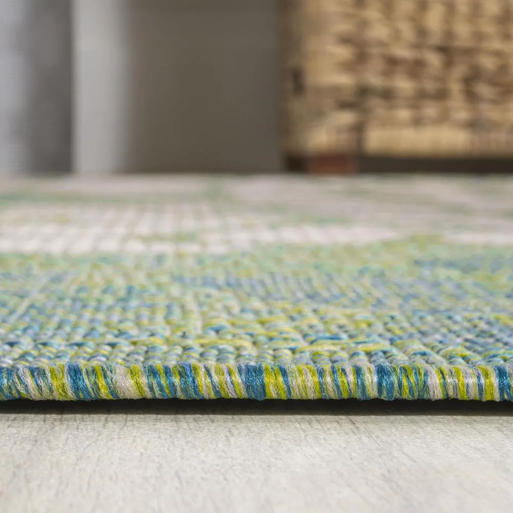 Garcia Modern Floral Textured Weave Indoor/outdoor Square Rug