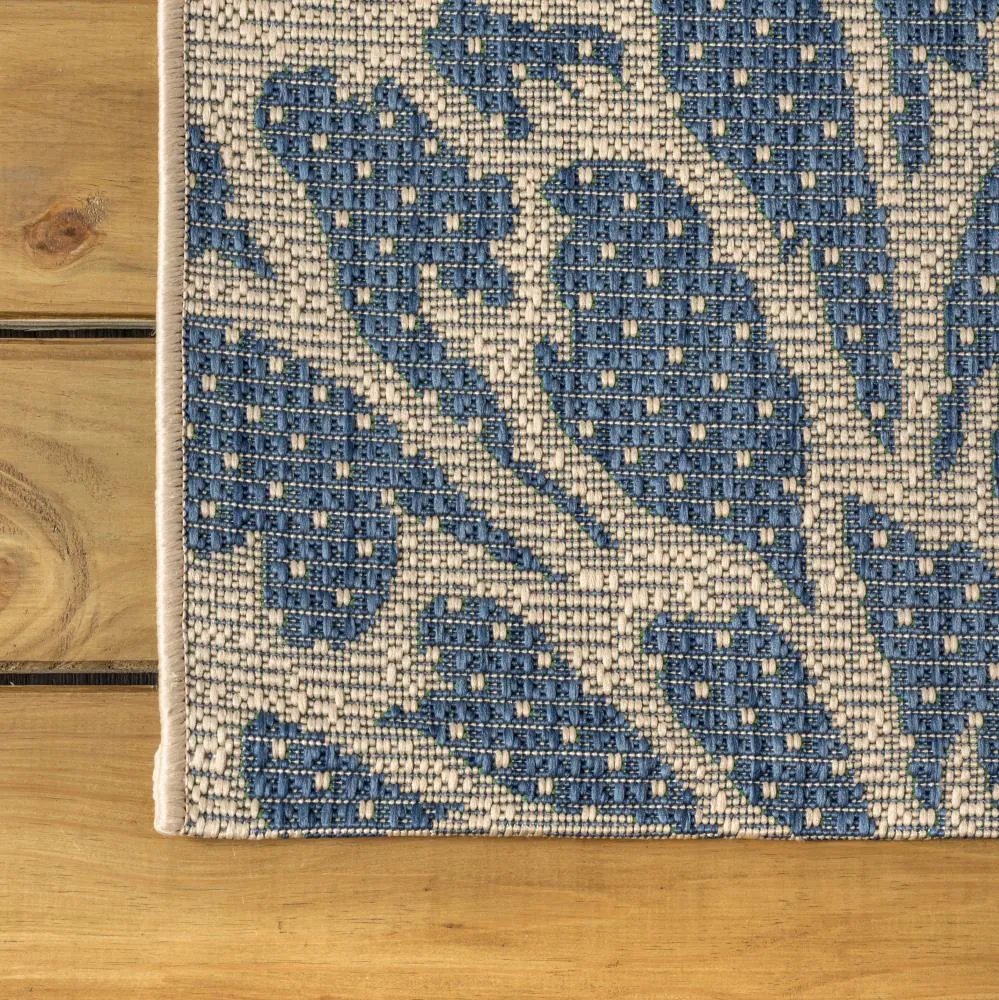 Garcia Modern Floral Textured Weave Indoor/outdoor Square Rug